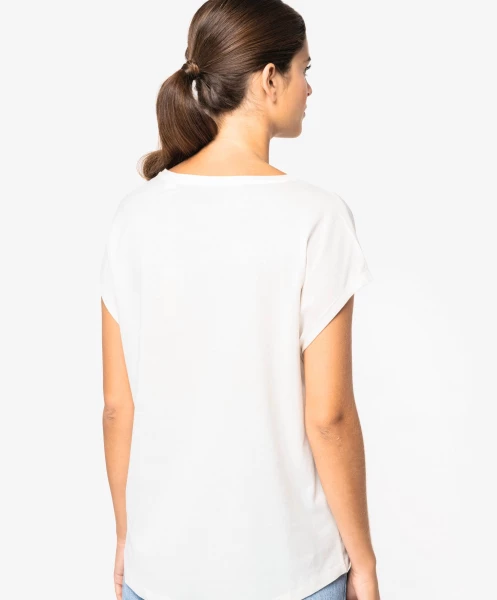 T-shirt écoresponsable loose à col V femme